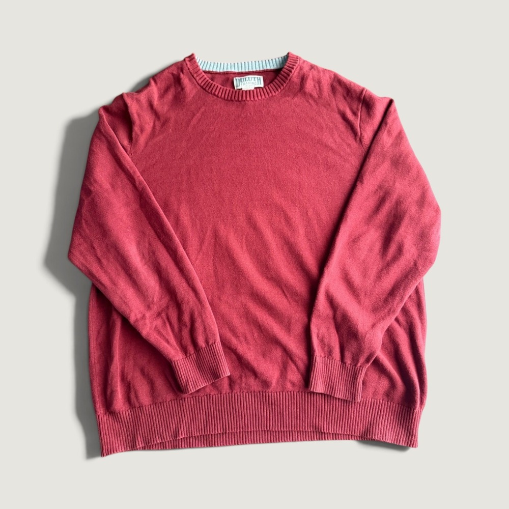 Duluth Trading Co Sweater Mens 2XL Tall Red Crewneck Cotton Blend